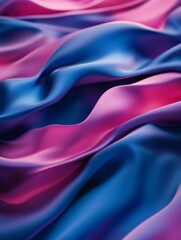 Obraz premium Abstract Blue and Pink Wavy Surface - Modern Design Texture. This image symbolizes fluidity, movement, energy, and abstract art. It can represent modern design trends and the intersection of colors.