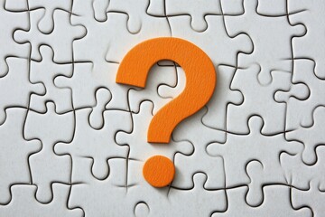large orange color question mark remaining unsolved, symbolizing the many unanswered questions