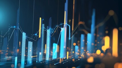 An eyecatching image of an investment graph indicating a significant rise in financial data and profit, highlighted by a success diagram and exchange information for an AI generative concept.