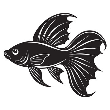 recommend clip art: Betta fish silhouette vector illustration on a white background