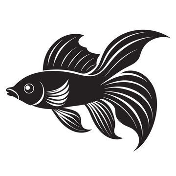 recommend clip art: Betta fish silhouette vector illustration on a white background