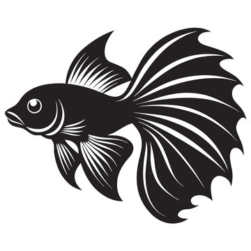 recommend clip art: Betta fish silhouette vector illustration on a white background