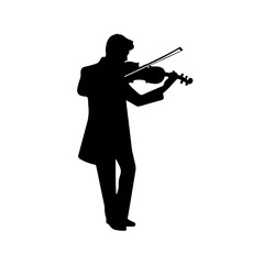 Silhouette of a Violin Player – Vector Art for Transparent Background