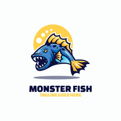 Vector Logo Illustration Fish Simple Mascot Style