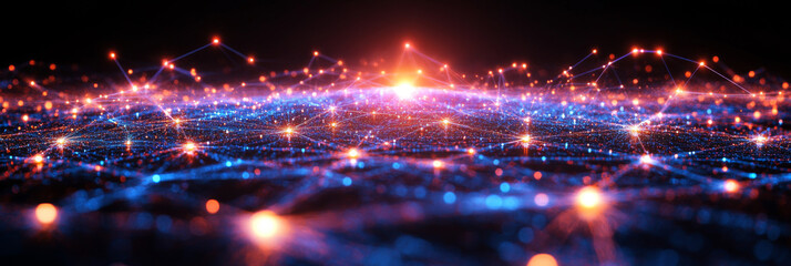 Fototapeta premium Abstract digital network with glowing lights