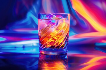 A glass of liquid with a slice of lime on top, generative ai