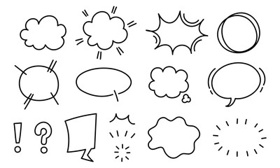 Editable Stroke Vector Illustration of Black Doodle Style Speech Bubble Cartoon and Comic