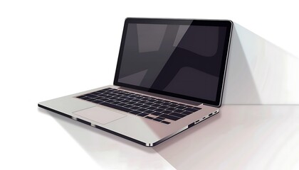 Fototapeta premium A detailed icon of a laptop with design isolated on a white background with soft shadows