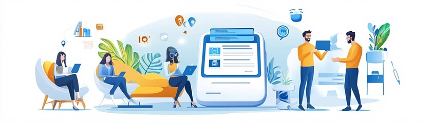 Teamwork and Collaboration in Modern Office.