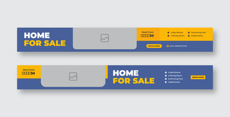 Home sale web banner for real estate, Large promotional web banner cover template for property listings