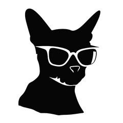 Fashionable Abyssinian Cat with Sunglasses Silhouette – Vector Graphic