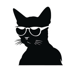 Abyssinian Cat with Sunglasses – Silhouette Vector Illustration for Iconic Logo and Tattoo Designs