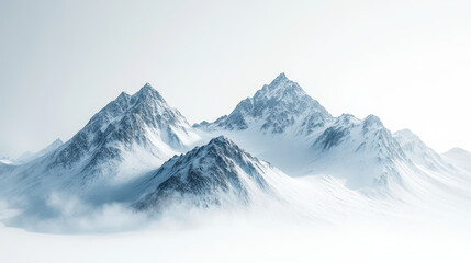 Obraz premium Minimalist snow capped mountains create serene and tranquil landscape, showcasing beauty of nature in pristine white environment