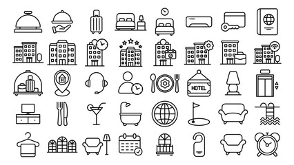 hotel collection icon line vector design in trendy style with editable stroke
