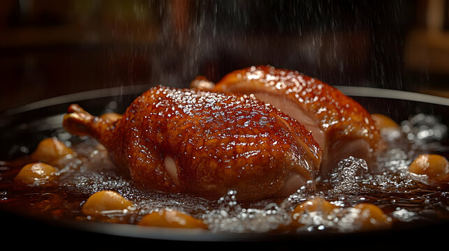 Roasted Chicken in a Broth with Potatoes and Herbs - Powered by Adobe