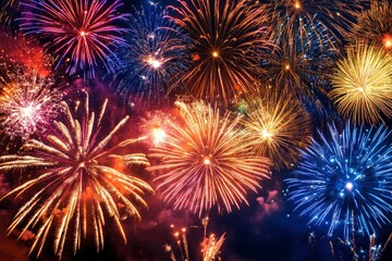 Fototapeta premium Holiday Fireworks in early summer .generative ai