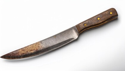 Rusty Vintage Kitchen Knife with Wooden Handle