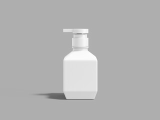 White Blank Cosmetic Pump Bottle Mockup 3D Rendering