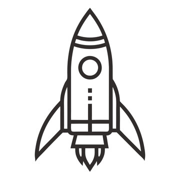 recommend clip art: Simple rocket icon drawing Silhouette line art vector illustration
                    