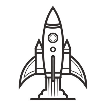 recommend clip art: Simple rocket icon drawing Silhouette line art vector illustration
                    