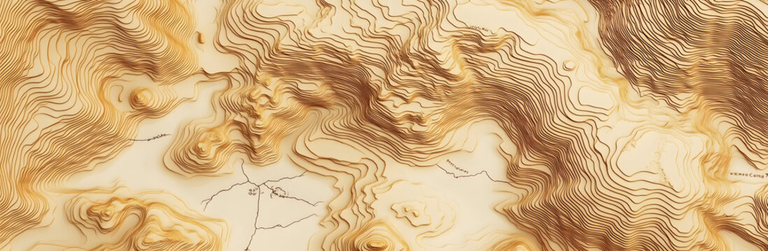 Topographic Contour Map with Blue and Brown Elevation Lines