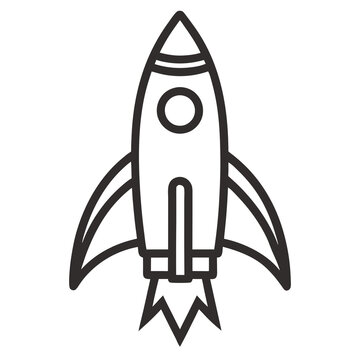 recommend clip art: Simple rocket icon drawing Silhouette line art vector illustration
                    