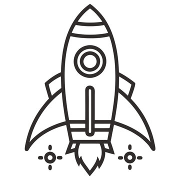 recommend clip art: Simple rocket icon drawing Silhouette line art vector illustration
                    