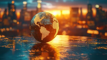 Strategic analysis of global market trends impacting investment strategies and business profitability. High-quality visualization of business data and market dynamics.