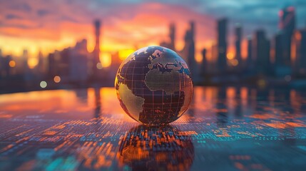 Strategic analysis of global market trends impacting investment strategies and business profitability. High-quality visualization of business data and market dynamics.