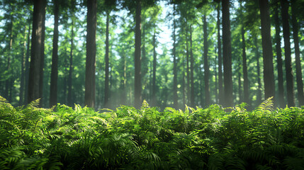 Forest edge eco system, wildlife adapting to human interaction, 3D illustration