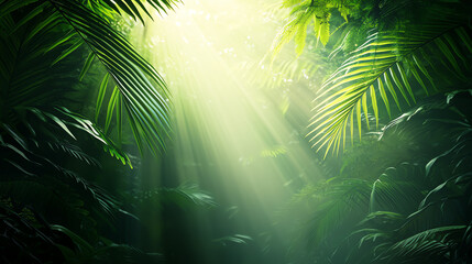 Rainforest eco system, lush habitat for diverse species, 3D illustration