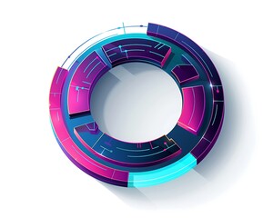 A high-tech icon of an inlet with a clean futuristic design and vibrant colors isolated on a white background with shadows