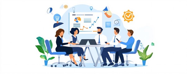 Business Meeting, Teamwork, Brainstorming, Project Planning, Team Collaboration.