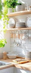 White Kitchen Interior with Wooden Accents.