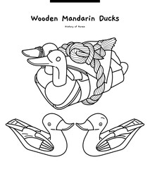 This illustration is a 'wooden mandarin ducks' that was presented to the bride and groom at a traditional Korean wedding. (stroke ver)