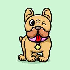 cute pug dog stand up cartoon illustration vector