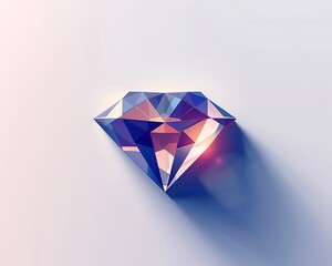 icon of a diamond with sharp lines and clean design placed on a white background with soft shadows