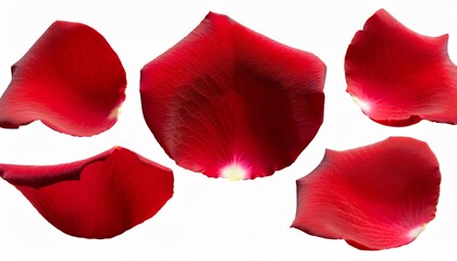 Red Rose Petals Isolated on White Background