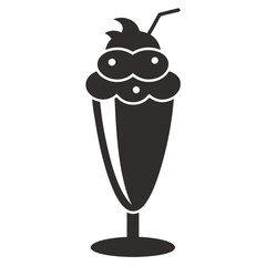 Strawberry ice cream dessert sundae glass silhouette line art