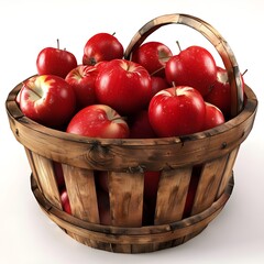 apples in a basket with white backround generative AI