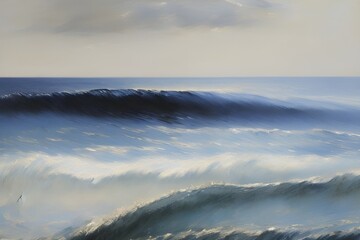 Fototapeta premium Rolling Ocean Waves Under a Cloudy Sky