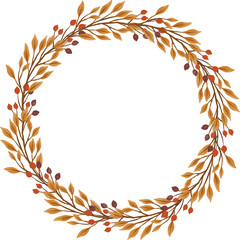 autumn leaves wreath, circle frame with autumn leaves border for greeting card