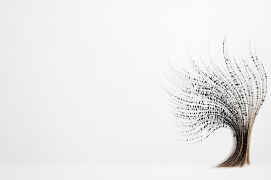 Minimalist Digital Art of Tree Branches Made of Chains of Zeros and Ones