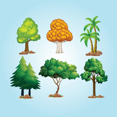 set of four trees