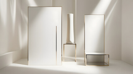 An empty white room with a window, showcasing minimalist design and open space	