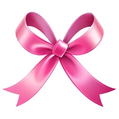 a pink ribbon with a bow on white background for Breast cancer awareness. Breast cancer Awareness month
