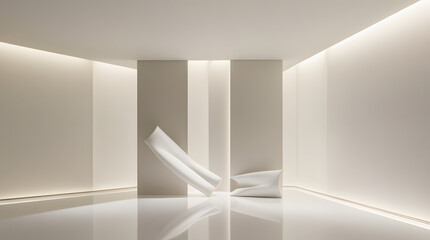 An empty white room with a window, showcasing minimalist design and open space	