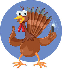 Funny Turkey Taking a Selfie with Mobile Phone Vector Cartoon. Bird posting on social media during Thanksgiving holiday
