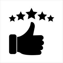 star and hand icon, star rating feedback icon set vector design illustration template, customer review, quality rating vector stroke, on white background.