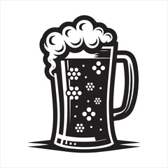 Beer glass silhouette vector icon. Beer glass symbol silhouette vector